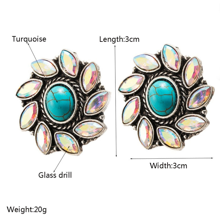 Wholesale Turquoise alloy vintage geometric earrings