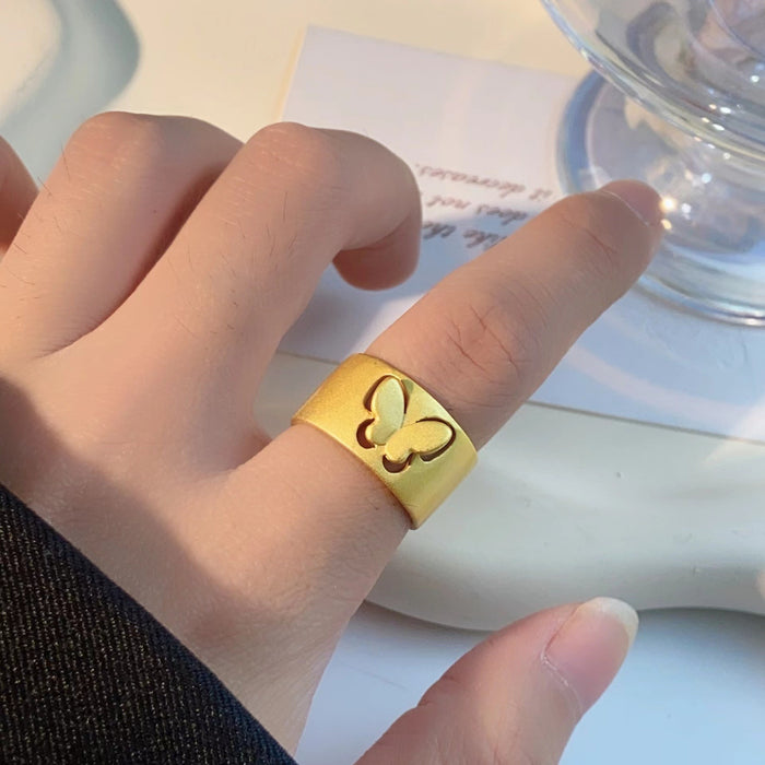 Wholesale  Golden Wire-drawing Ring Women's Index Finger Ring Opening