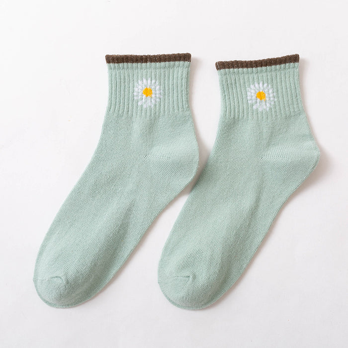 Wholesale of 10pcs Medium Tube Chrysanthemum Socks JDC-SK-Miqi002