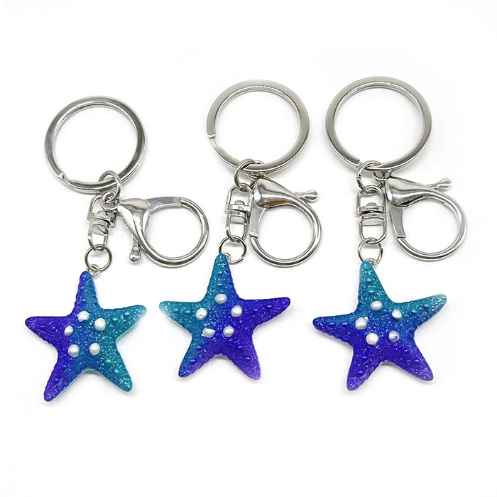 Wholesale PVC Pearl Starfish Glitter Color Gradient Pendant Keychains JDC-KC-TYS005