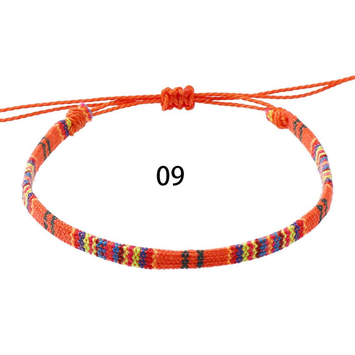 Wholesale Colorful Cotton and Linen Bohemian Fabric Bracelets for Women Hand-woven Knot Bracelets JDC-BT-XH008