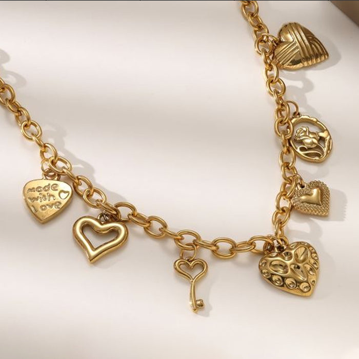 Wholesale Titanium Steel Gold Heart Pendant Necklace