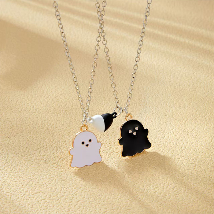 Wholesale Black and White Ghost Cartoon Necklace jewelry Magnetic Necklace