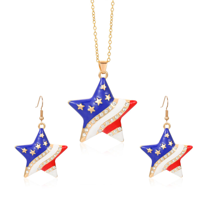 Wholesale Jewelry alloy diamond studded striped earrings necklace set