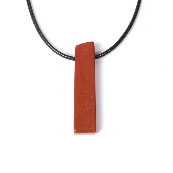 Wholesale Irregularly shaped raw stone flat tube pendant and stone bead necklace