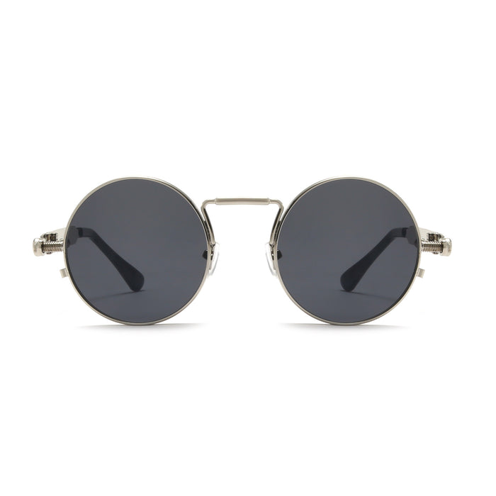 Wholesale New Fashion Round Steampunk Sunglasses Spring Legs Metal Too Glasses