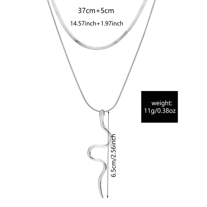 Wholesale Creative Serpentine Pendant Necklace Fashionable and Simple Double layered Stacked Zodiac Snake Jewelry for Women