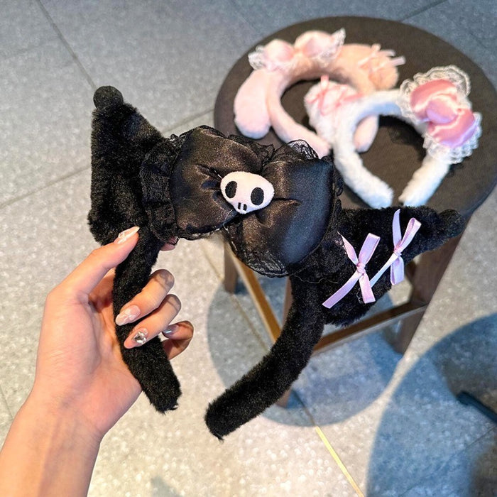 Wholesale  Black Cute Pink Bow Hairband Cartoon Plush  Headband