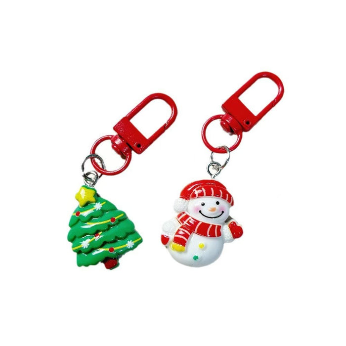 Wholesale Resin Cartoon Christmas Keychain Cute Reindeer Santa Snowman Bag Charm Boutique Gift