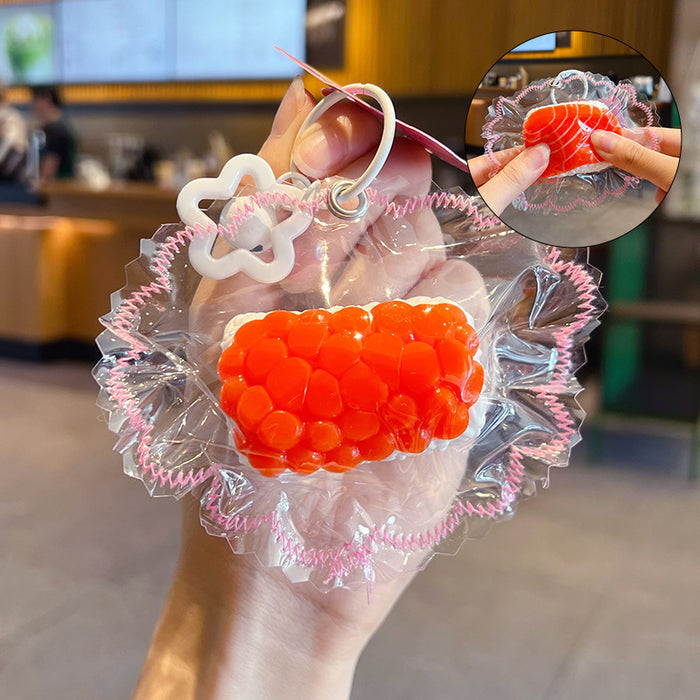 Wholesale Silicone Salmon Sushi Squishy Keychain Stress Relief Toy Cute Bag Charm Gift