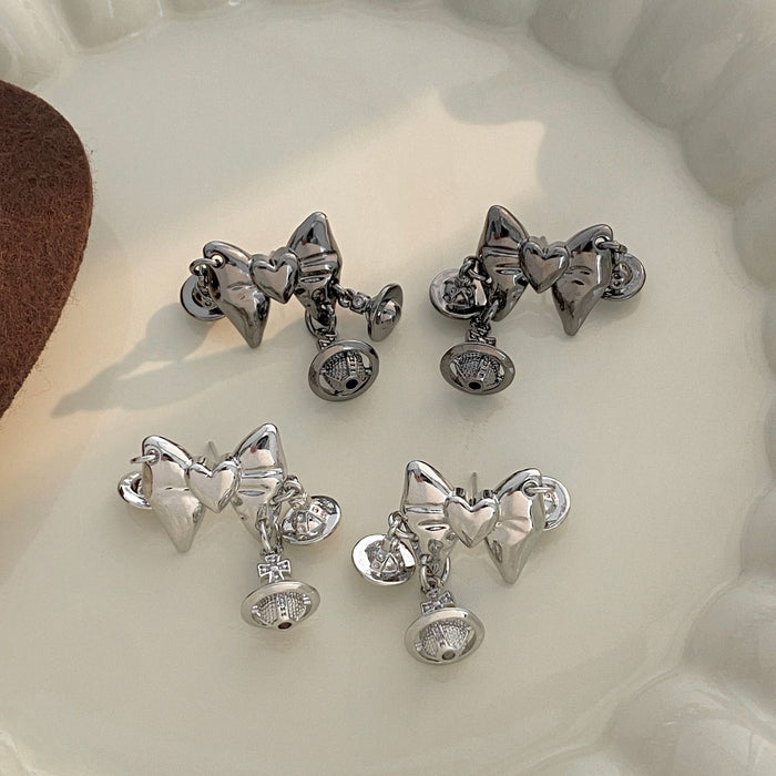 Wholesale Fashionable design earrings, personalized bow, metal, exaggerated personality