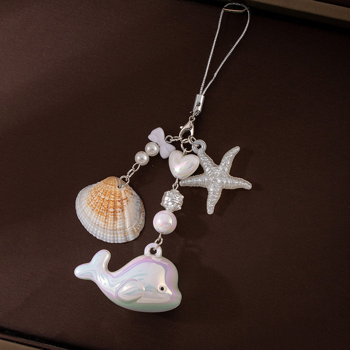 Wholesale Ocean-Style Shell and Whale Keychain Pendant