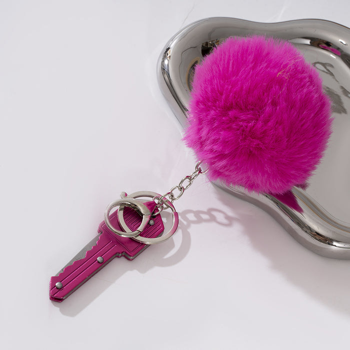 Wholesale Mini Multi-function Key Knife Fur Ball Two-piece Metal Keychain JDC-KC-ZY036