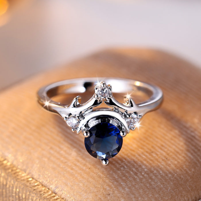 Wholesale  wish new antler blue diamond ring simple