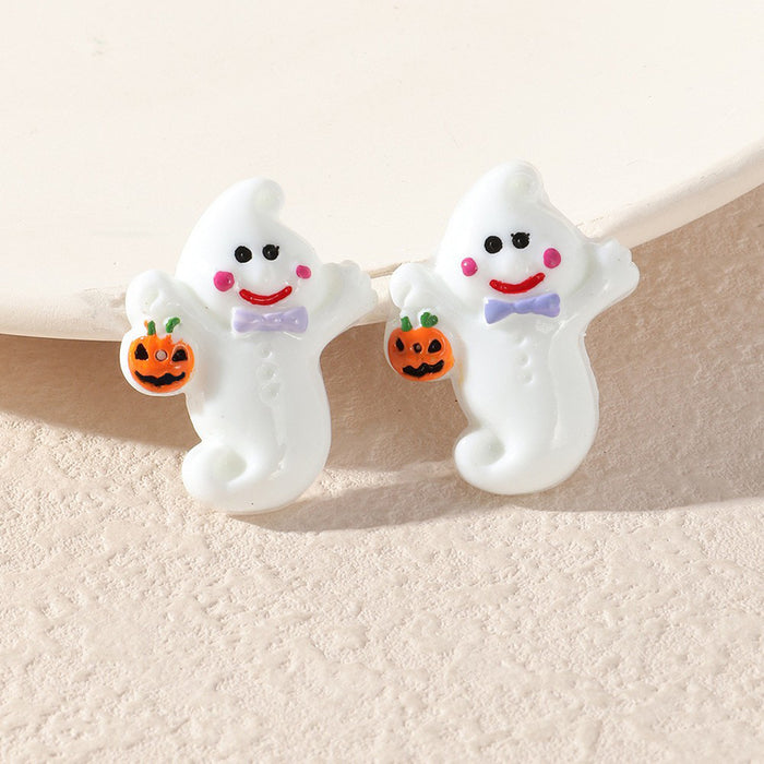 Wholesale Bizarre simulation ghost death face pumpkin personalized earrings wholesale