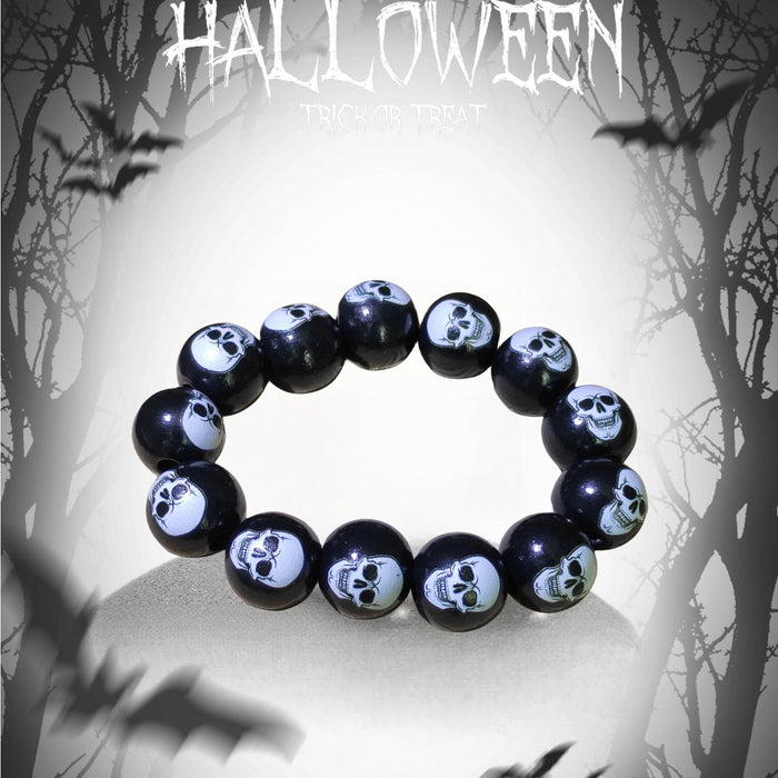 Wholesale Halloween Skull Eyeball Spider Wooden Bracelet JDC-BT-JunJie002