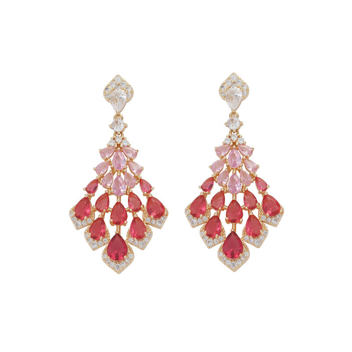 Wholesale Feather tassel earrings, retro fashion earrings, niche high-end, exaggerated earrings