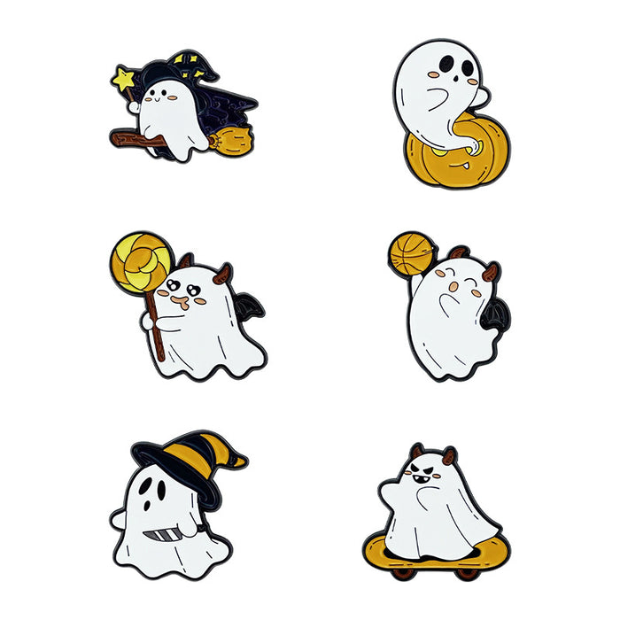 Wholesale Cute Cartoon  Brooch Pin Ghost Pumpkin Wizard Hat Zinc Alloy Baked Paint Party Accessory MOQ≥2