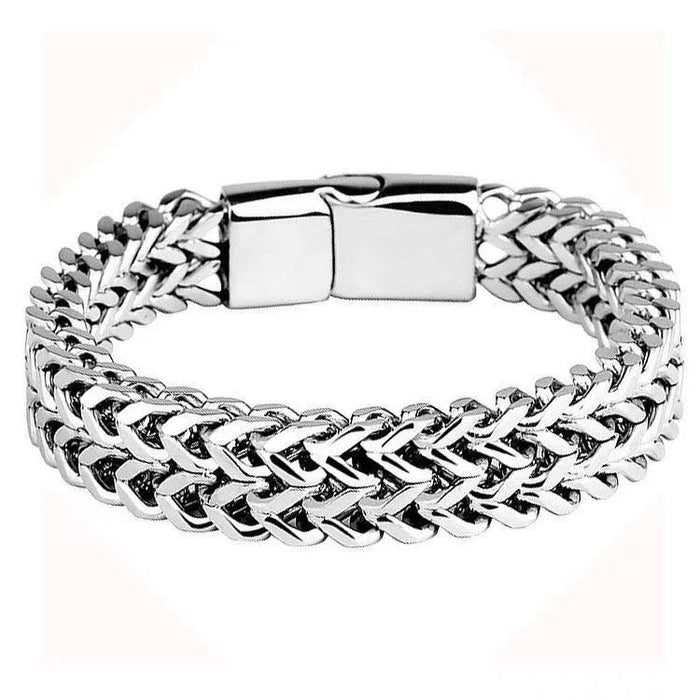 Wholesale Double layered woven bracelet made of titanium steel, rough and simple stainless steel