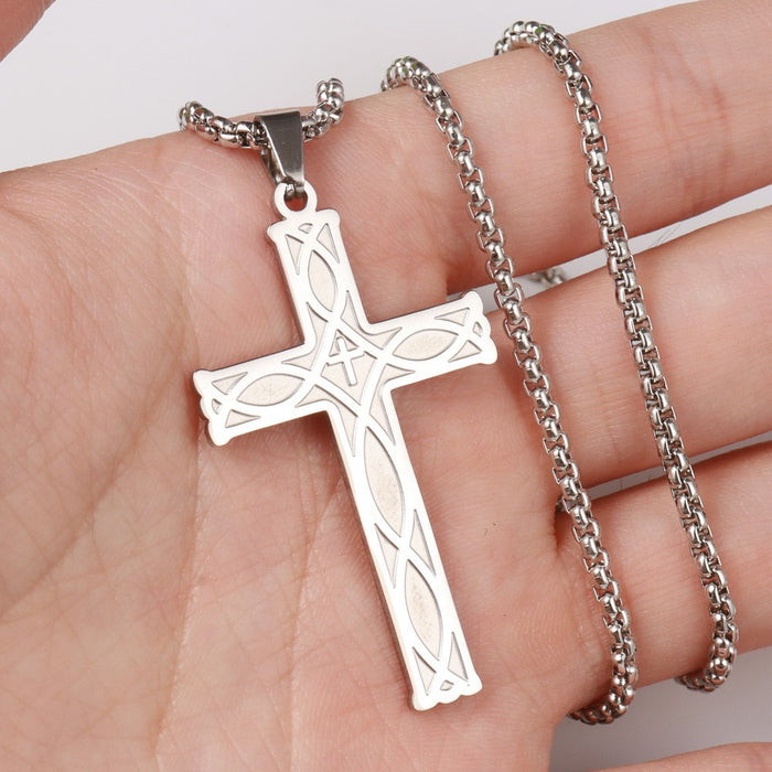 Wholesale Titanium Steel Simple Cross Necklace JDC-NE-FengH002