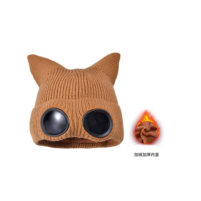 Wholesale Autumn and Winter Windproof Glasses Knitted Wool Cap JDC-FH-BG026