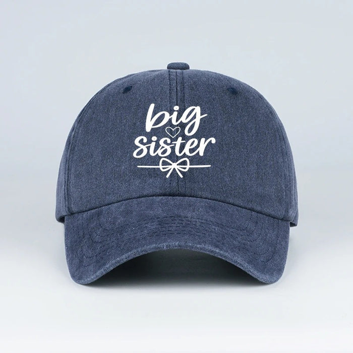 Wholesale Vintage Washed Baseball Cap With Big Sister Letter Print Trendy Adjustable Summer Sun Hat