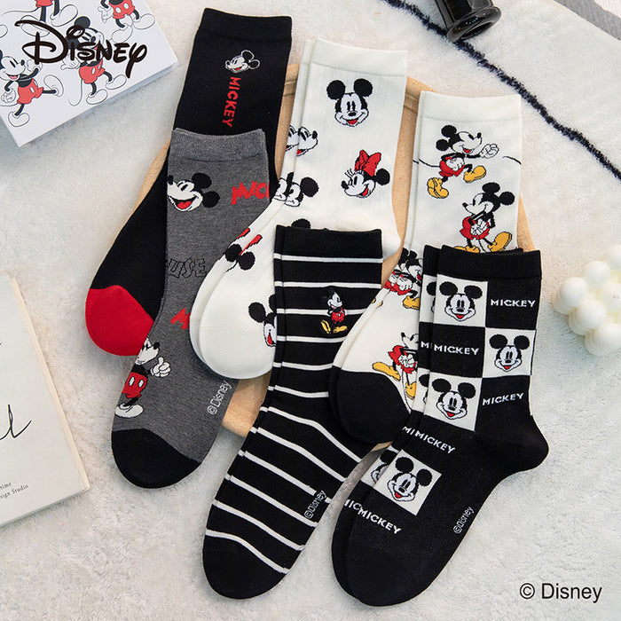 Wholesale Spring and Autumn style 6-pack college style cartoon embroidered mid tube socks