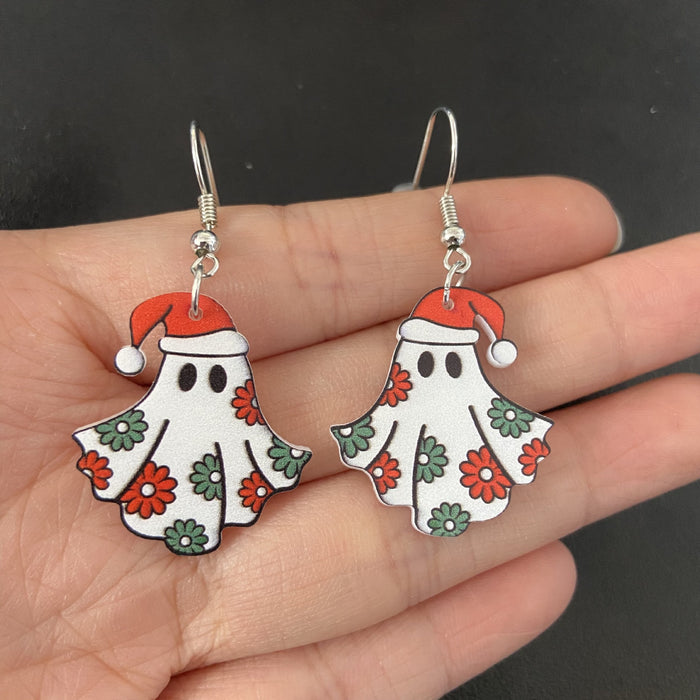 Wholesale Fashion Acrylic Cartoon Christmas Earrings With Reindeer Flamingo And Rainbow Designs Party Wear Jewelry Accessory