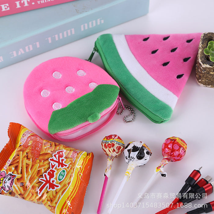 Wholesale Plush Colorful Pineapple Strawberry Watermelon Cartoon Cute Coin Purse JDC-WT-SM003