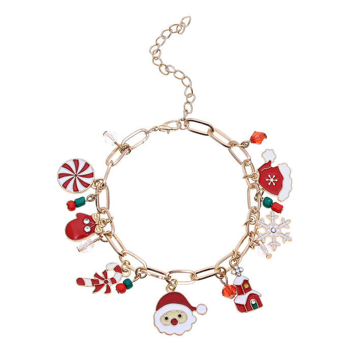 Wholesale Christmas Red and Green Acrylic Bracelet with Snowflake Bell Accessory
