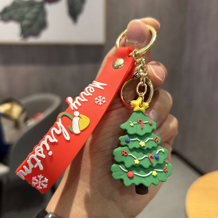 Wholesale PVC Santa Claus Christmas Tree Cartoon Doll Keychain JDC-KC-WuYi137