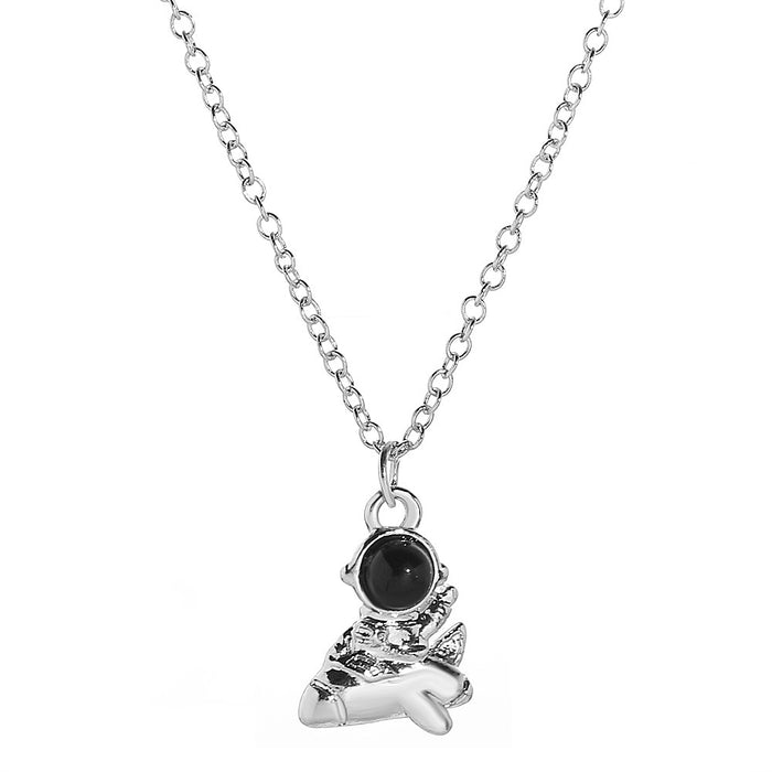 Wholesale Luminous hexagonal pillar pendant, astronaut heart magnetic buckle leather rope, star picking necklace