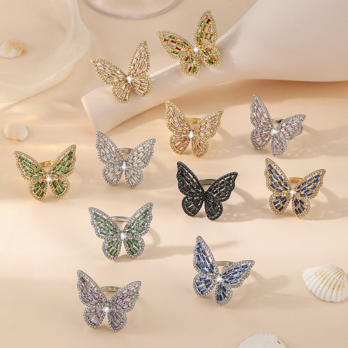 Wholesale Copper Zirconia Butterfly Ring JDC-RS-Bein001