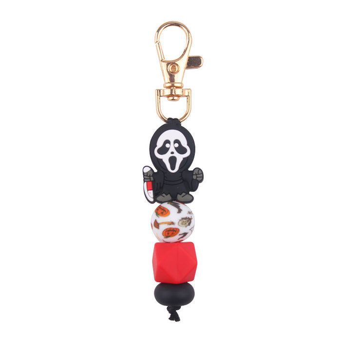 Wholesale Halloween Silicone Bead Keychain JDC-KC-GuangTian038