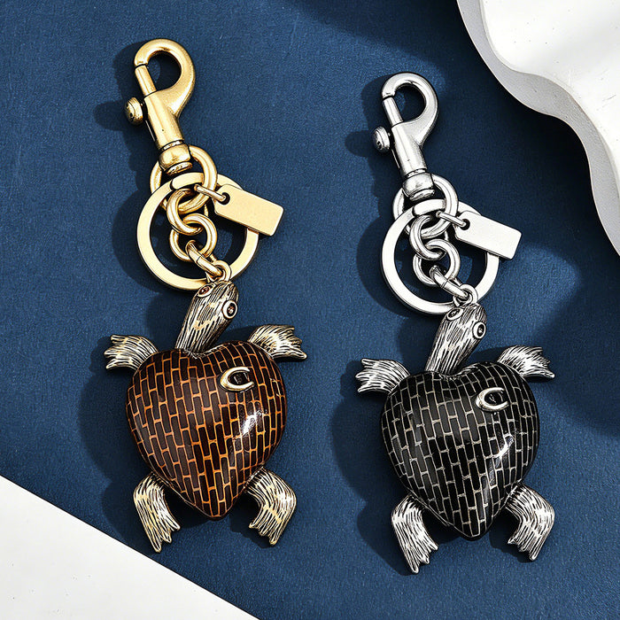 Wholesale Vintage Turtle Heart Bag Charm Keychain Gold Tone Zinc Alloy Fashion Accessory Trendy Gift