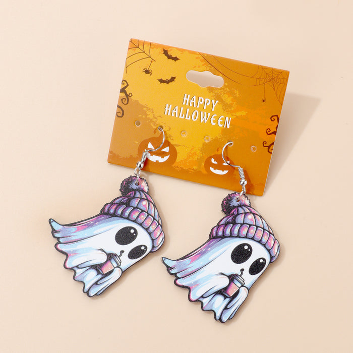 Wholesale  Earrings Ghost Bat Pumpkin Skull  Holiday Party Wooden Earrings