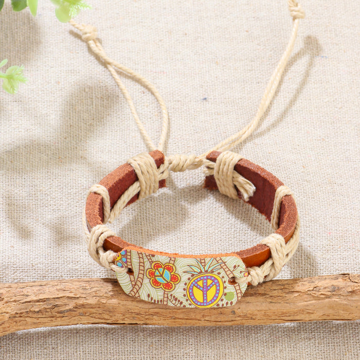 Wholesale Vintage Genuine Leather Ethnic Style Bracelet JDC-BT-QN002