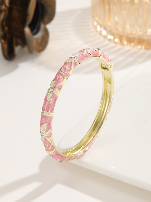 Wholesale Alloy Four Leaf Clover Open Bangle With Drip Oil Enamel Fashion Jewelry Accessory For Everyday Wear And Gift