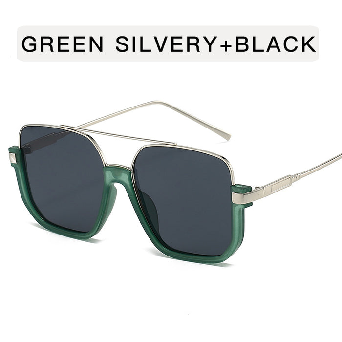 Wholesale Double Beam Half Frame Metal Sunglasses Women's  Anti-UV Sunglasses