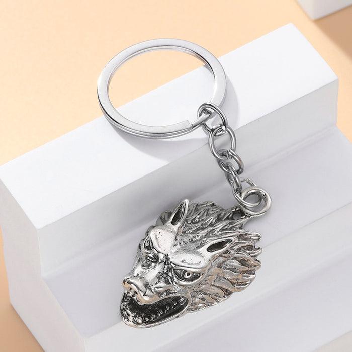 Wholesale Men's Metal Wolf Head Keychain JDC-KC-RongR016