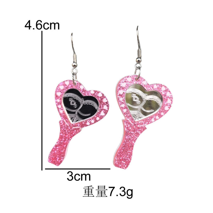Wholesale  heart carved makeup mirror acrylic earrings creative fashion personality mirror earrings