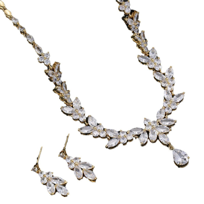 Wholesale Zircon Necklace Earrings suit Accessories Women' s Holiday Wear
