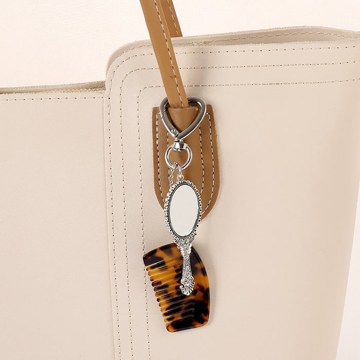 Wholesale Comb Mobile Phone Pendant Bag Hanging Mini Handle Cosmetic Mirror Keychain