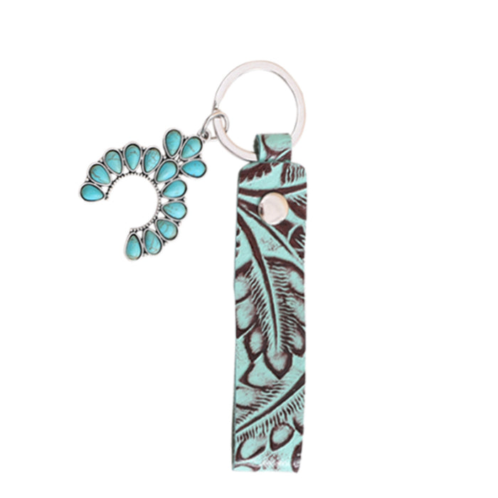 Wholesale Genuine Leather Retro Keychain with Handmade Textured Design