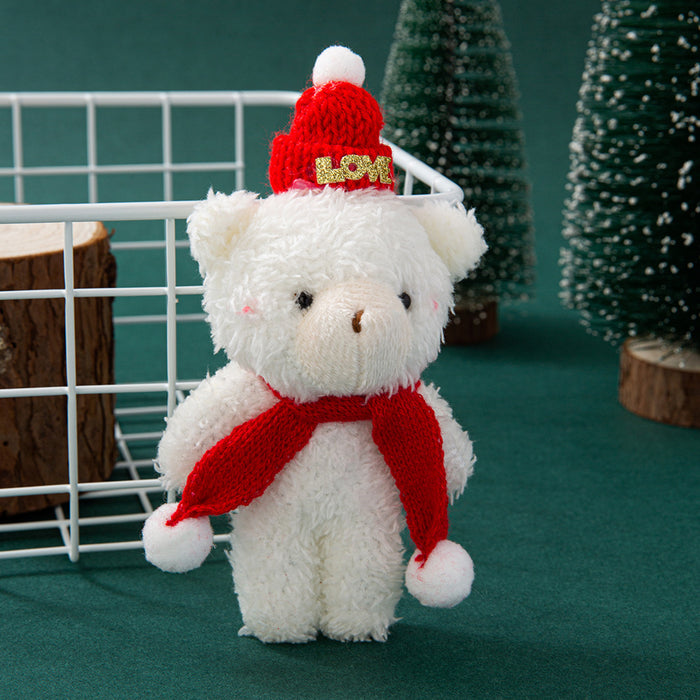 Wholesale Plush Bear Cloth Keychain with Green f and Peaked Hat for Christmas Gift Boutique MOQ≥2