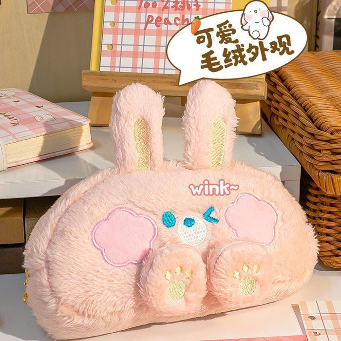 Wholesale Cotton Plush Pencil Case Pink Bunny Cute Student