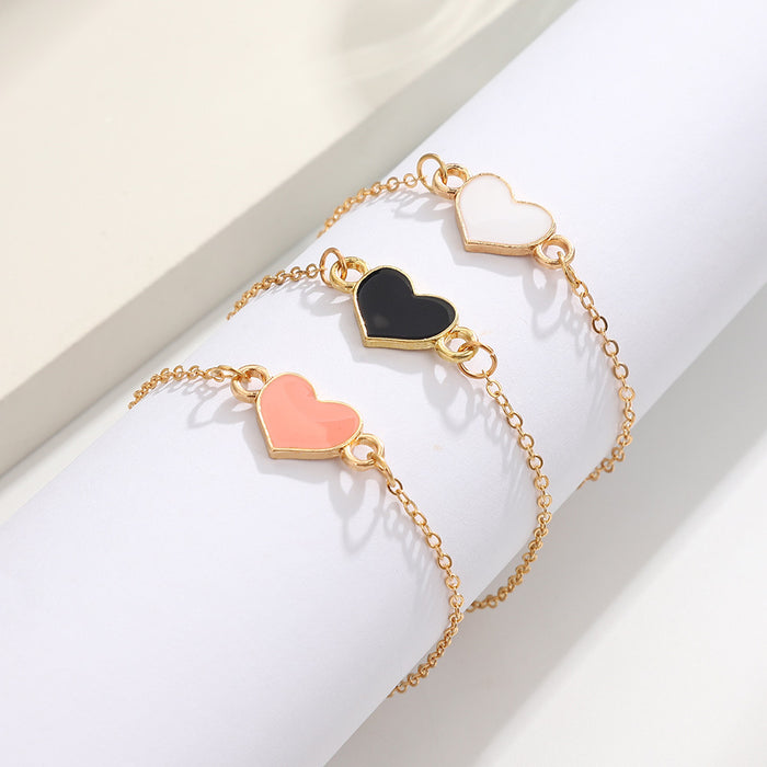 Wholesale Peach Heart Dripping Oil Bracelet Popular Jewelry Love Shaped