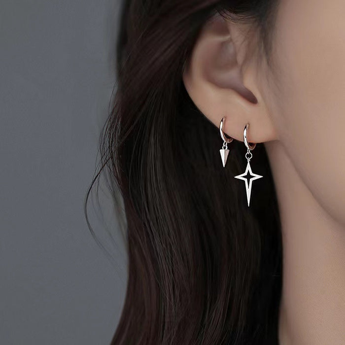 Wholesale Cross Star Asymmetric Earrings Cool Earrings Women's Niche Earrings Light Luxury Ear Buckle Cold Style Earrings