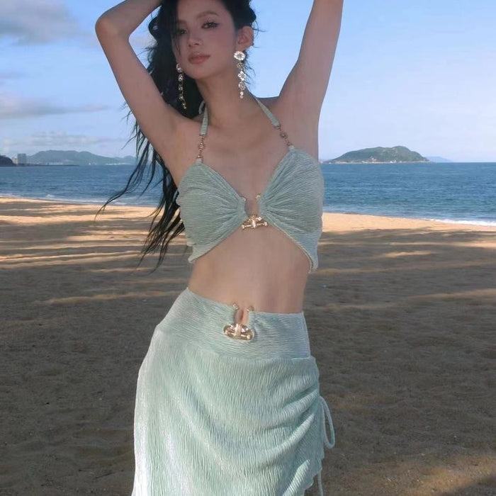 Wholesale New sexy split skirt style three piece bikini swimsuit