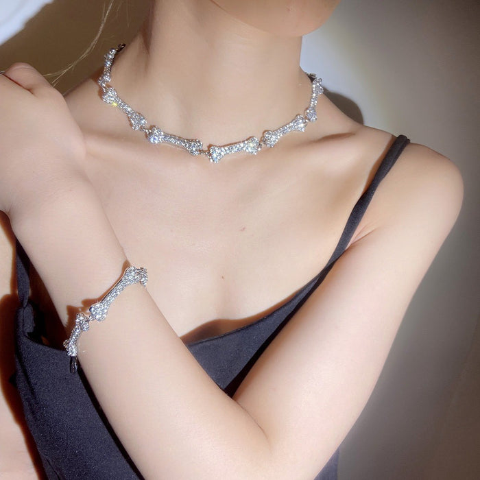 Wholesale Fully encrusted bone-shaped patchwork choker necklace